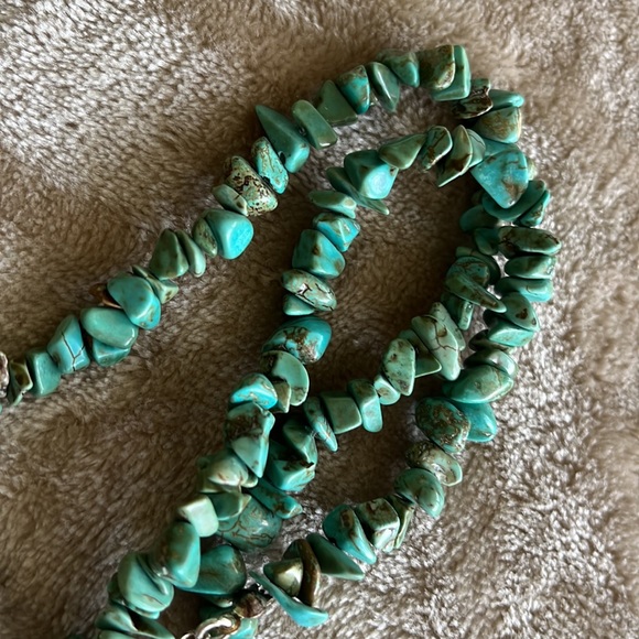 Vintage Silver Pebble Cross with Turquoise stone Necklace - Picture 10 of 10